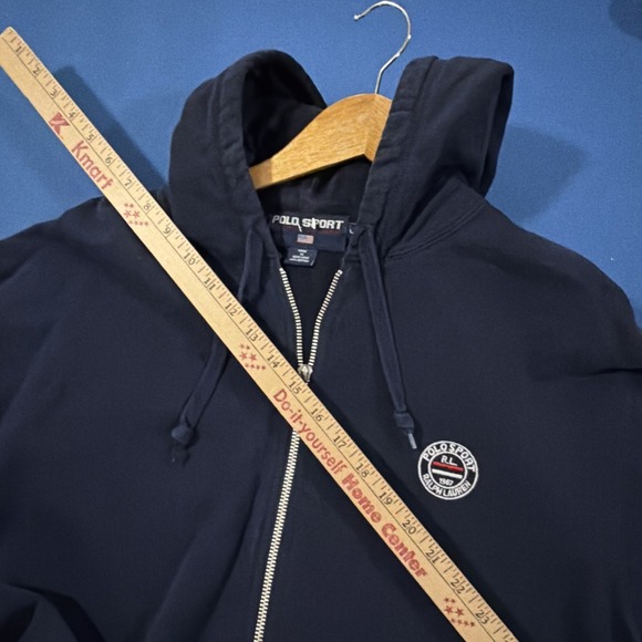 Polo Sport Full-Zip Hoodie Jacket Mens L Navy Blue Slight Wash Fade Y2K - Picture 4 of 10